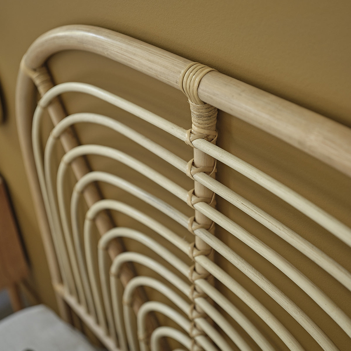 BOHO - Tête de lit enfant arrondie en rotin 90 cm