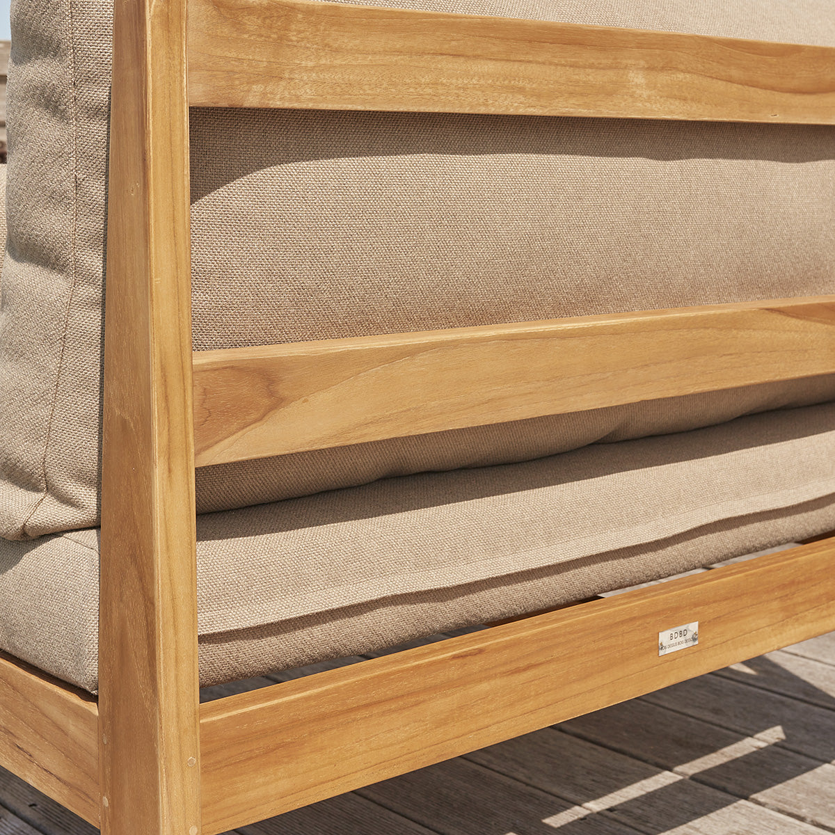 PALMA - Gartensofa aus massivem Teakholz in Taupe