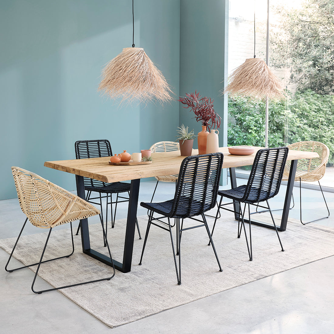 JUNE - Tavolo in teak massello riciclato e metallo 10 pers.