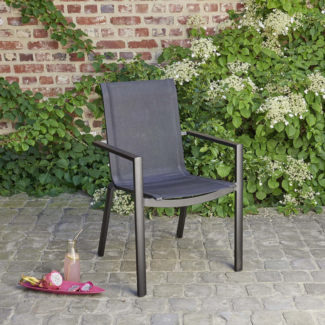 BALISTAR - Fauteuil de jardin en aluminium et textilène gris