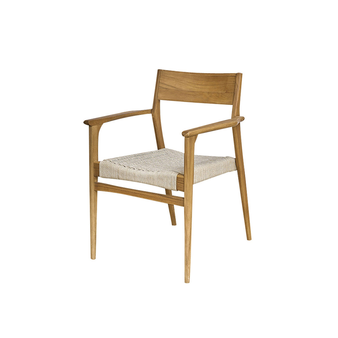 LIVIE - Fauteuil de jardin en teck massif et cordage beige