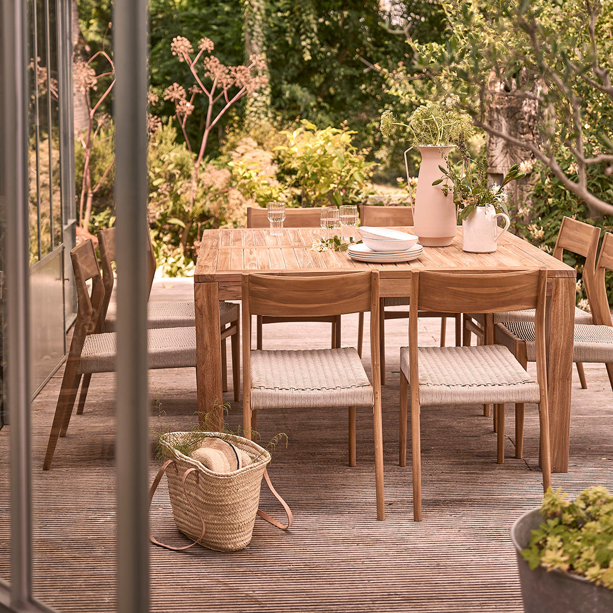 LIVIE - Salon de jardin en teck massif 8 pers.