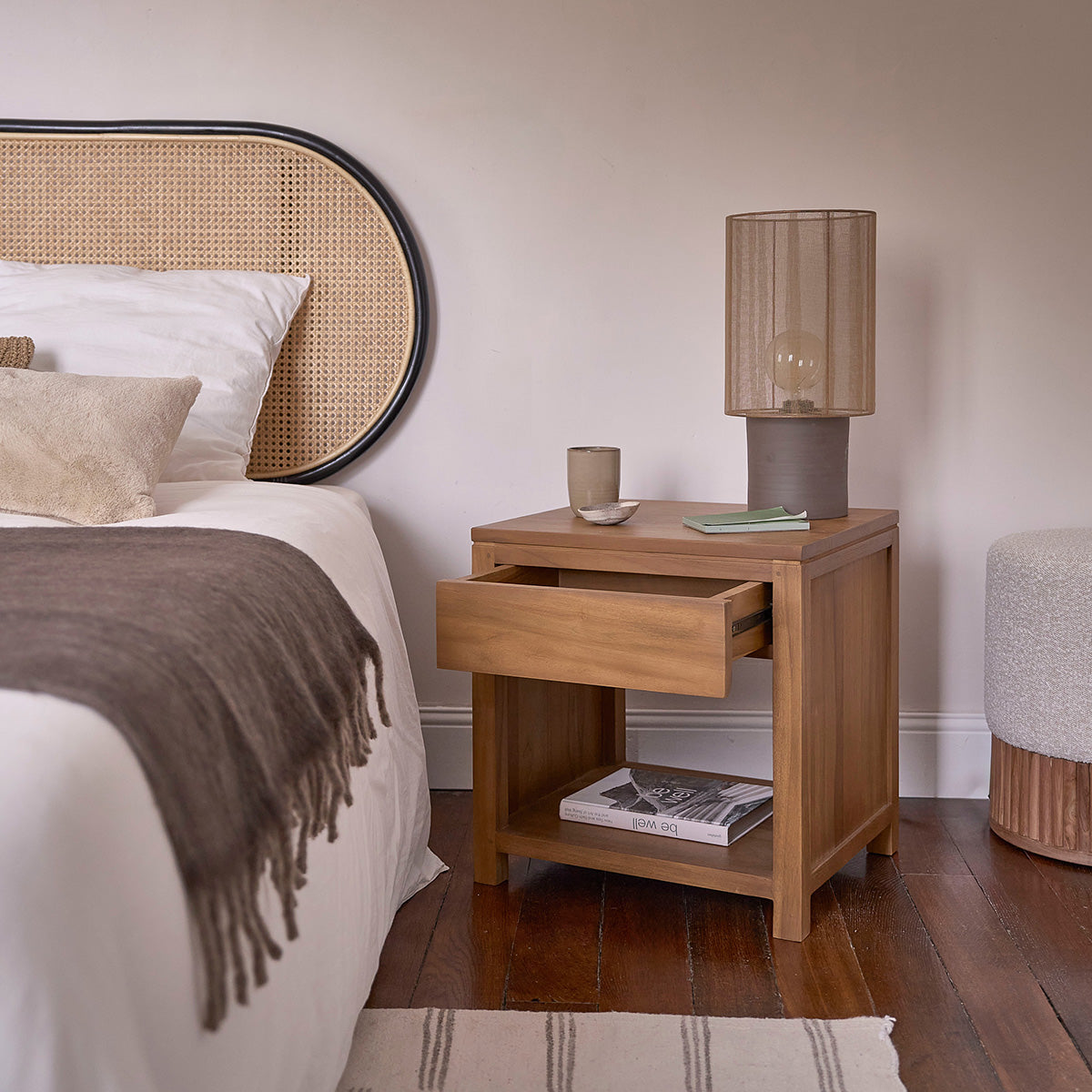 TRISTAN - Comodino in teak massello 50 cm