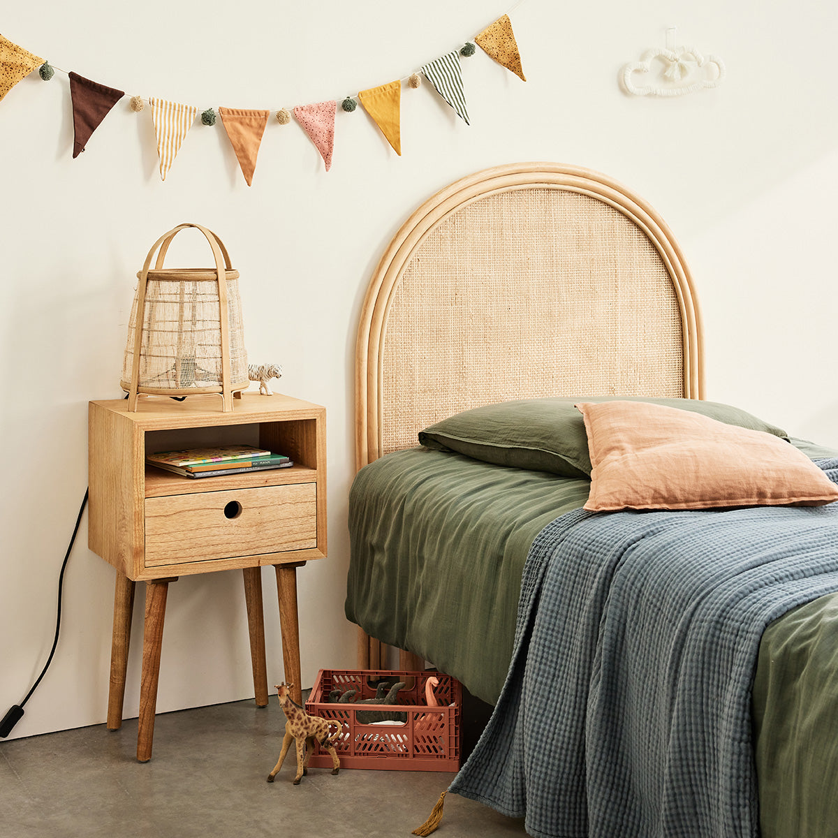 JANE - Tête de lit en rotin et cannage 90 cm