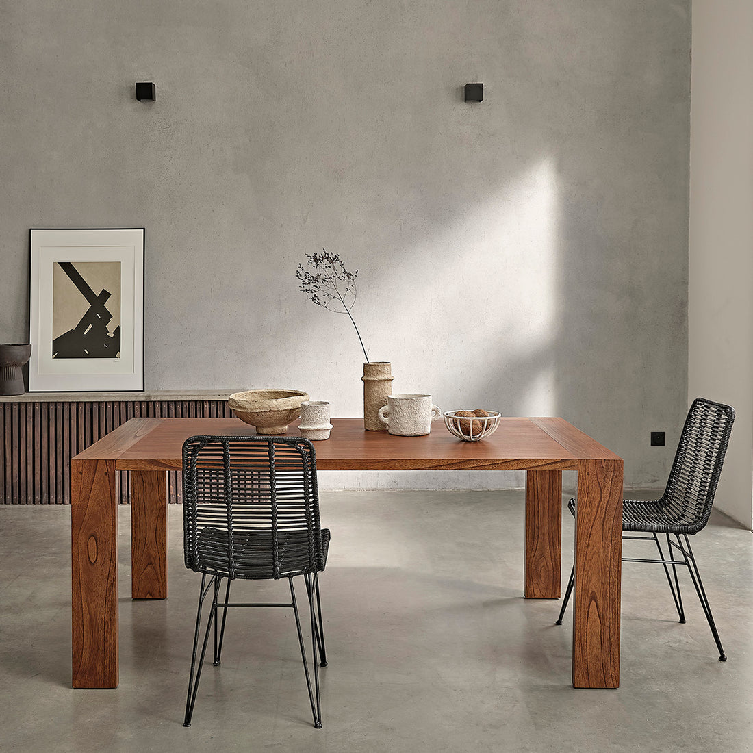 MILO - Table en mindi finition noyer 8 pers.