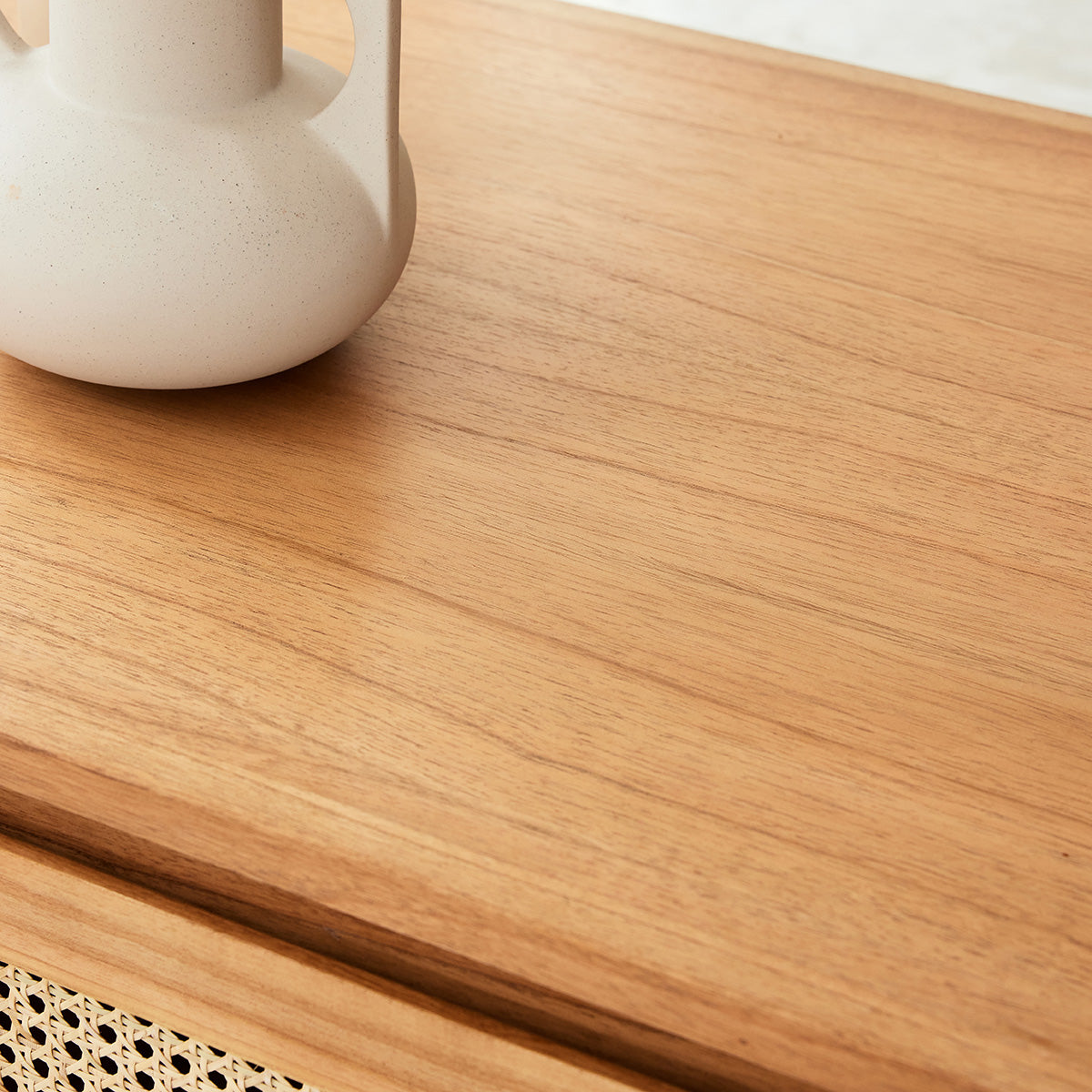 ISÉE - Table basse en mindi massif et cannage 110 cm