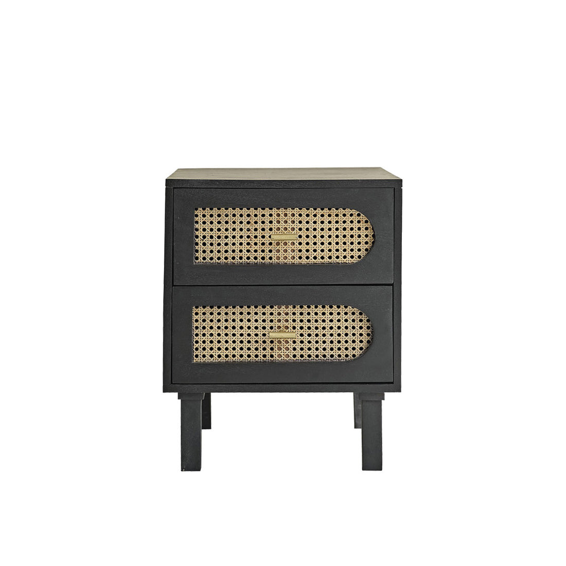 ZULMA - Nachttisch aus massivem Mangoholz und Rohrgeflecht 45 cm