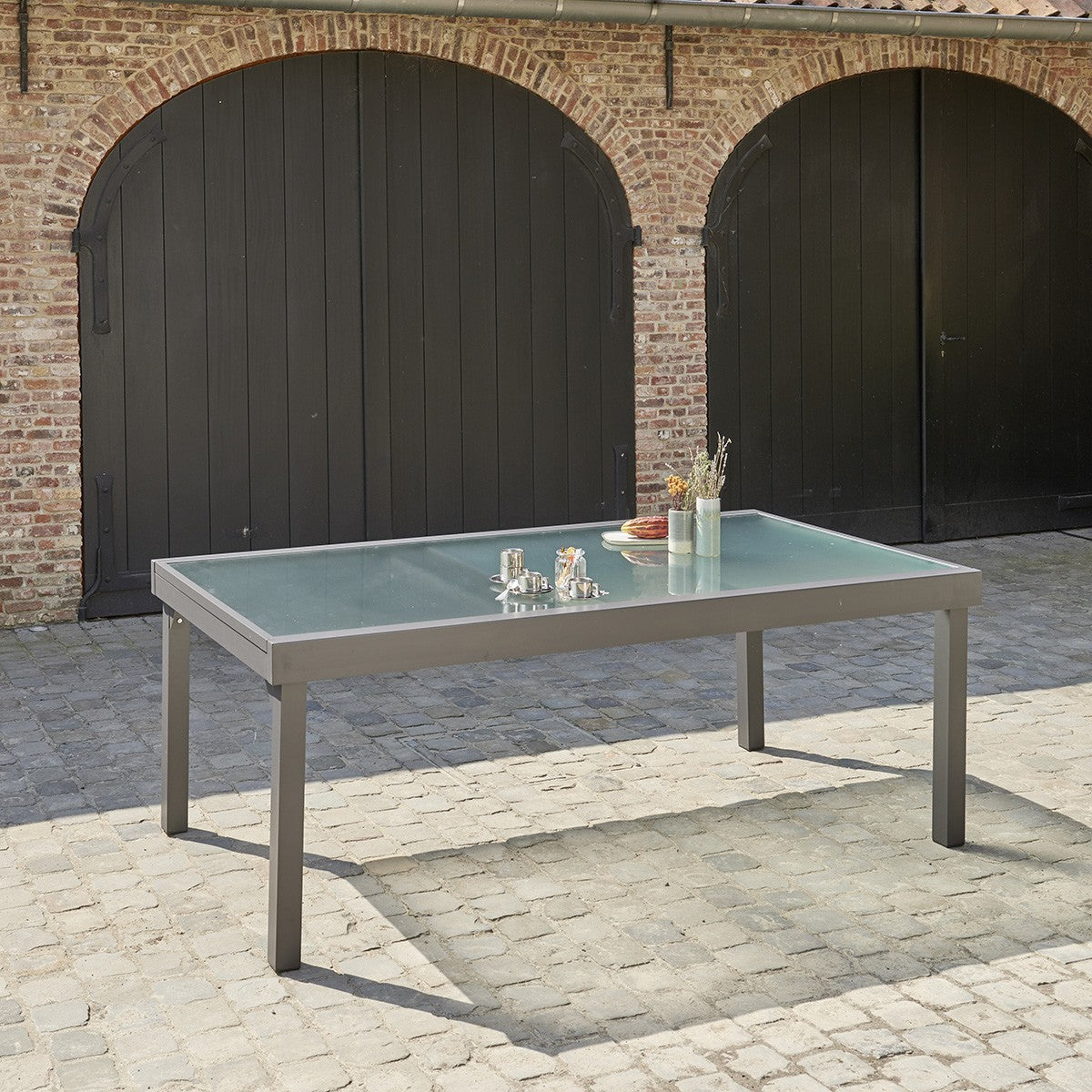 MODULO - Table de jardin en aluminium extensible gris 8/12 pers.