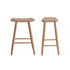 Lot de 2 tabourets de bar en teck massif et velours grège 65 cm