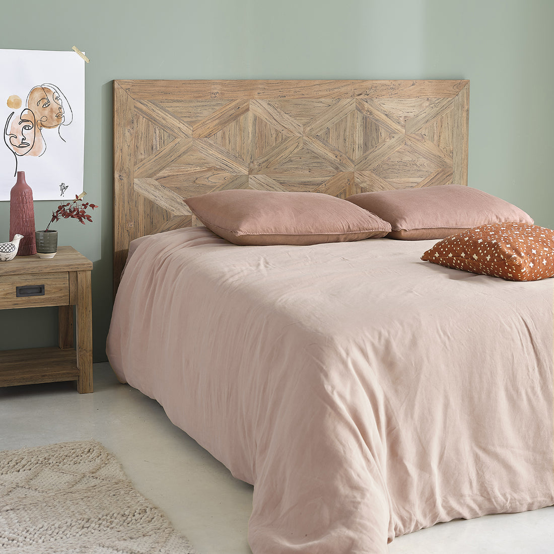 CARGO - Kopfteil aus massivem, recyceltem Teakholz 160 cm