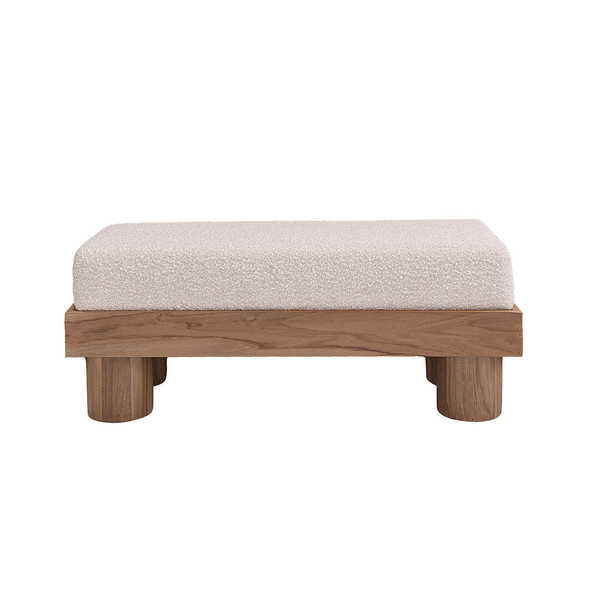 THÉODORE - Banc en teck massif et tissu bouclette 100 cm