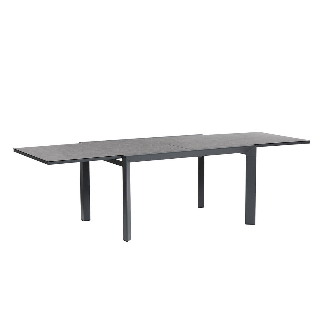 LAGON - Tavolo da giardino allungabile in alluminio e vetro, grigio, 6/10 persone