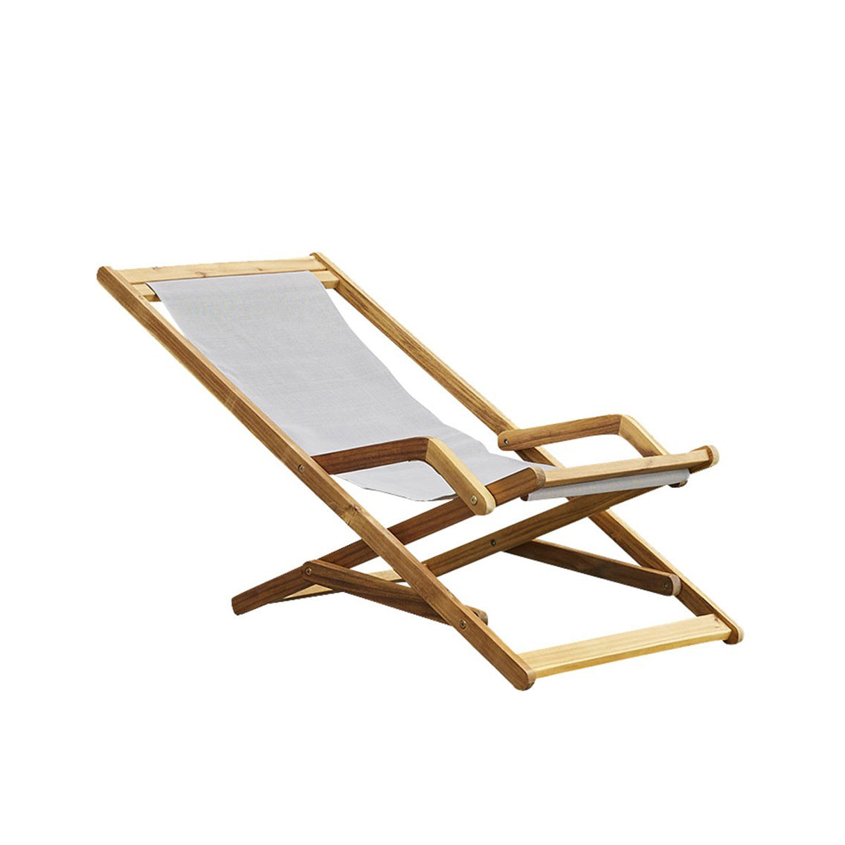 HANOÏ - Sedia a sdraio in acacia massello e textilene grigio