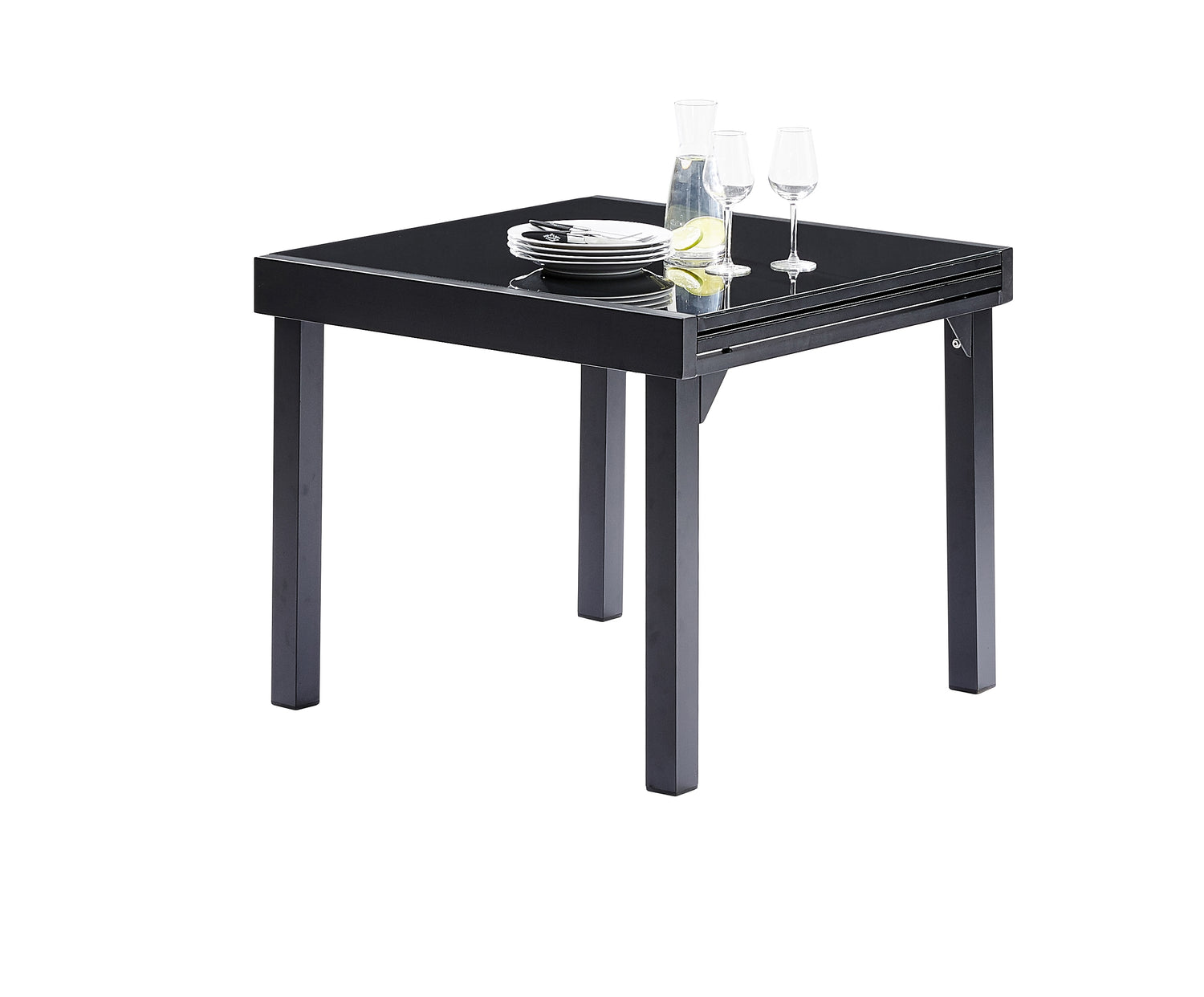 MODULO - Tavolo da giardino in alluminio allungabile nero 4/8 pers.