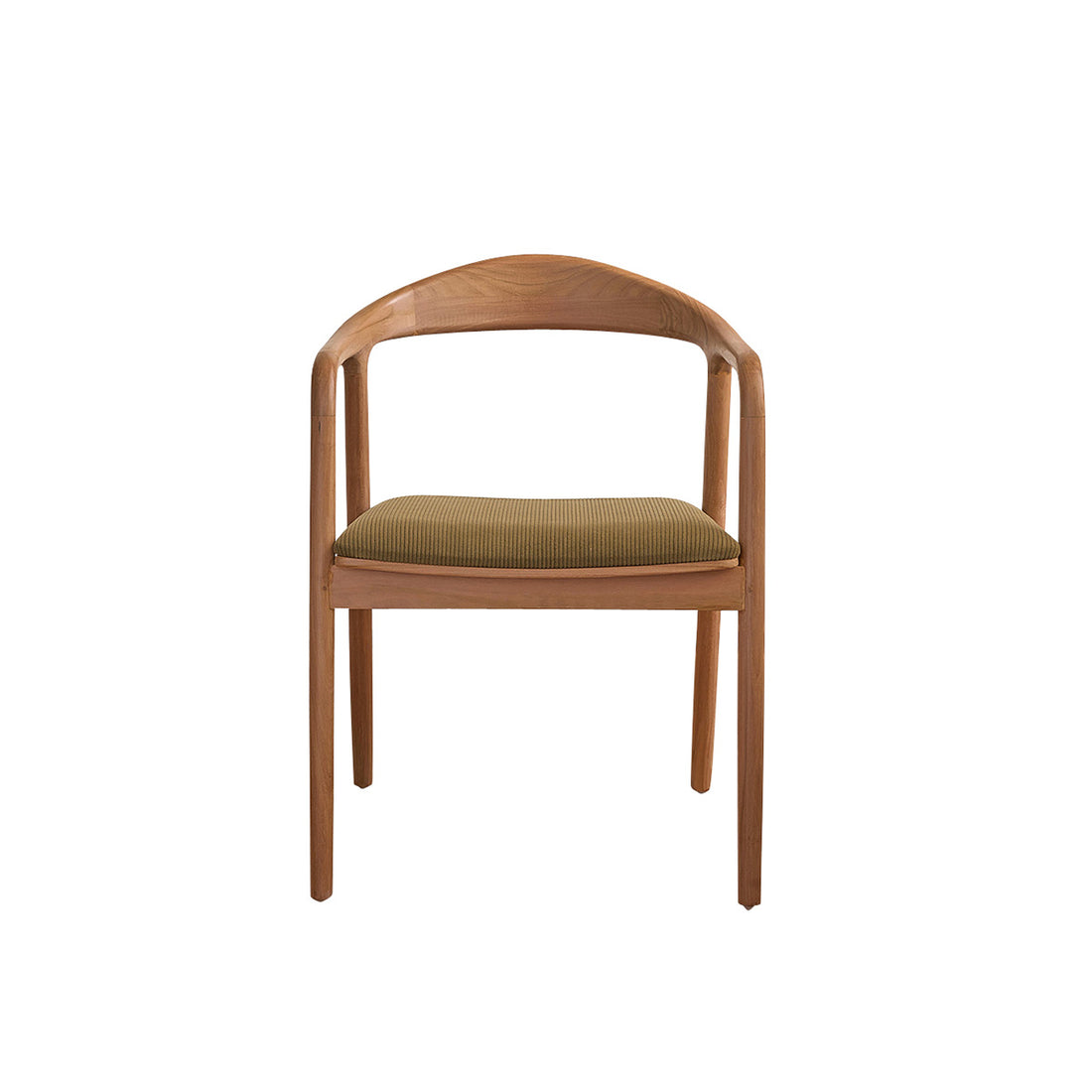 AMBRE - Sedia in teak massello con seduta in velluto a coste color kaki