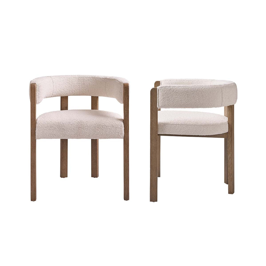 CLÉA - Lot de 2 chaises en chêne et tissu bouclette