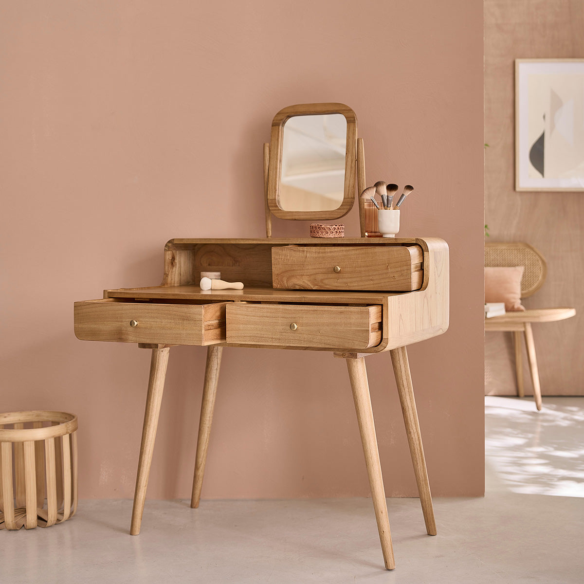 FIFTIES - Schminktisch aus massivem Mindi 90 cm