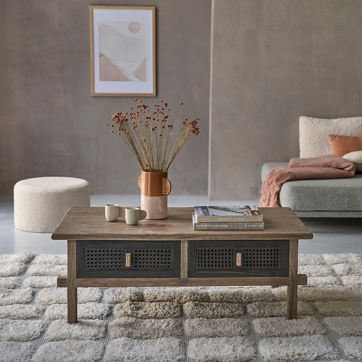 JUNKO - Tavolino in legno massello riciclato 110 cm