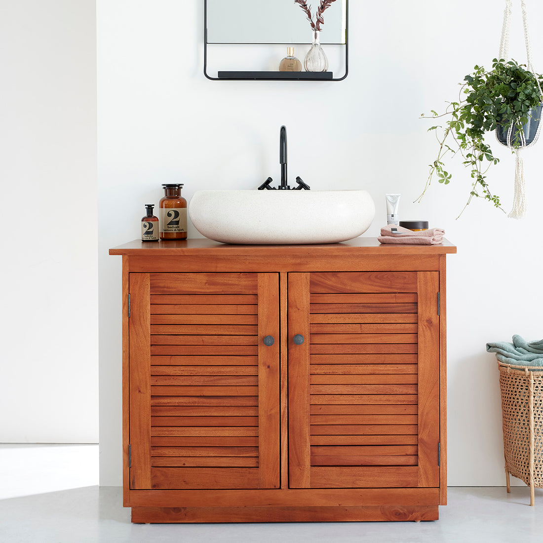 NEWPORT - Meuble sous vasque en acajou massif 97 cm