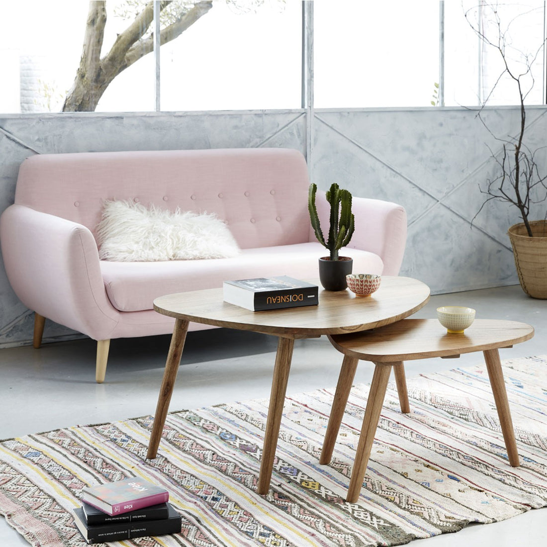 ODDA - Lot de 2 tables basses en mindi massif