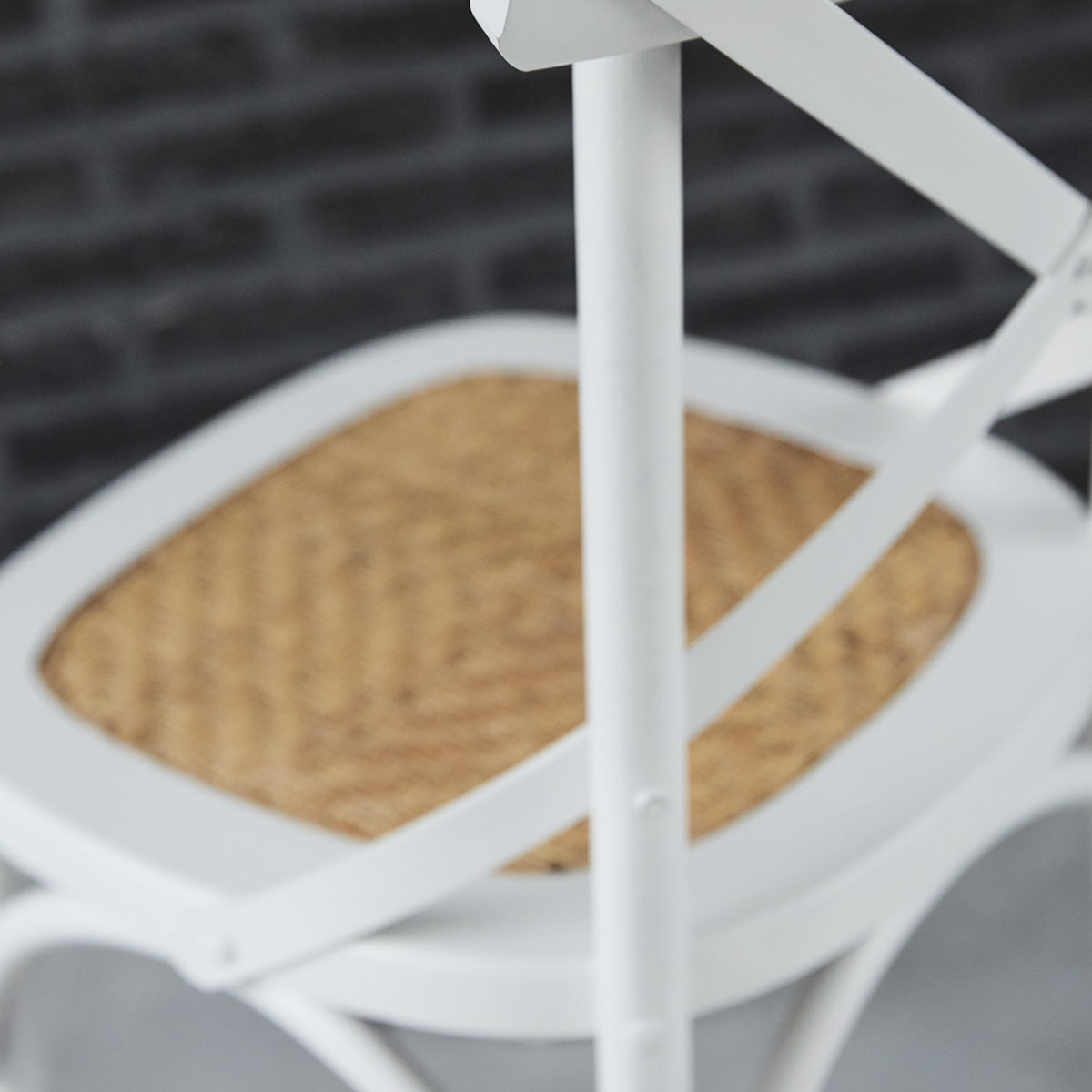 LONDRES - Sedia bistrot in mogano massello e rattan bianco