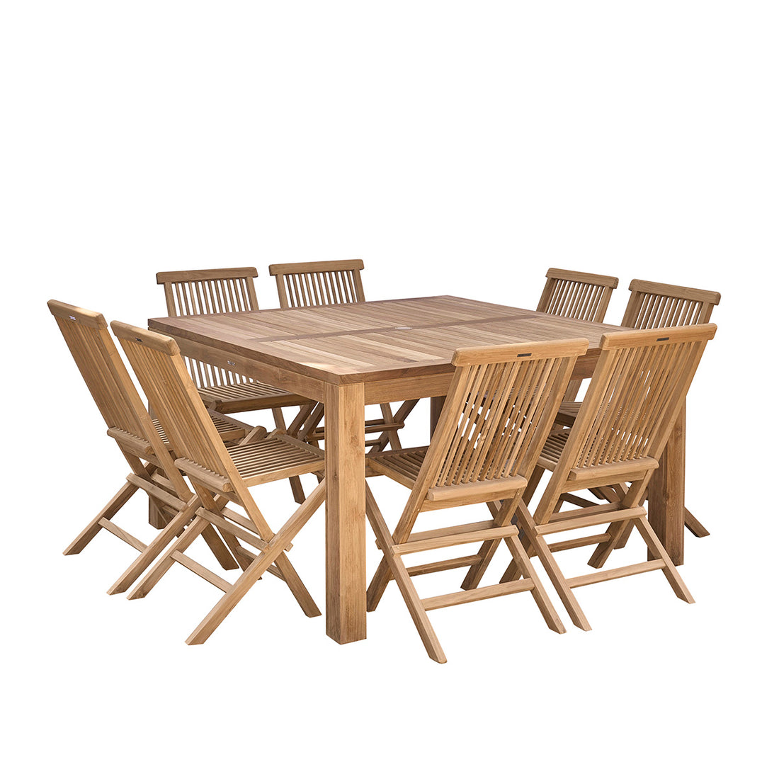 MALTE - Set di mobili da giardino in teak massello con tavolo allungabile 6/8 pers.