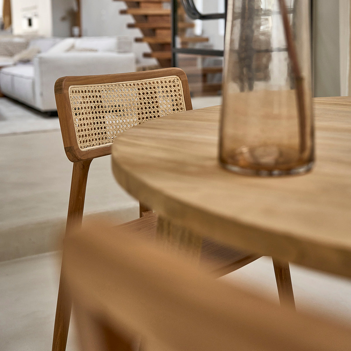 SIXTINE - Set di 2 sedie in teak massello e midollino