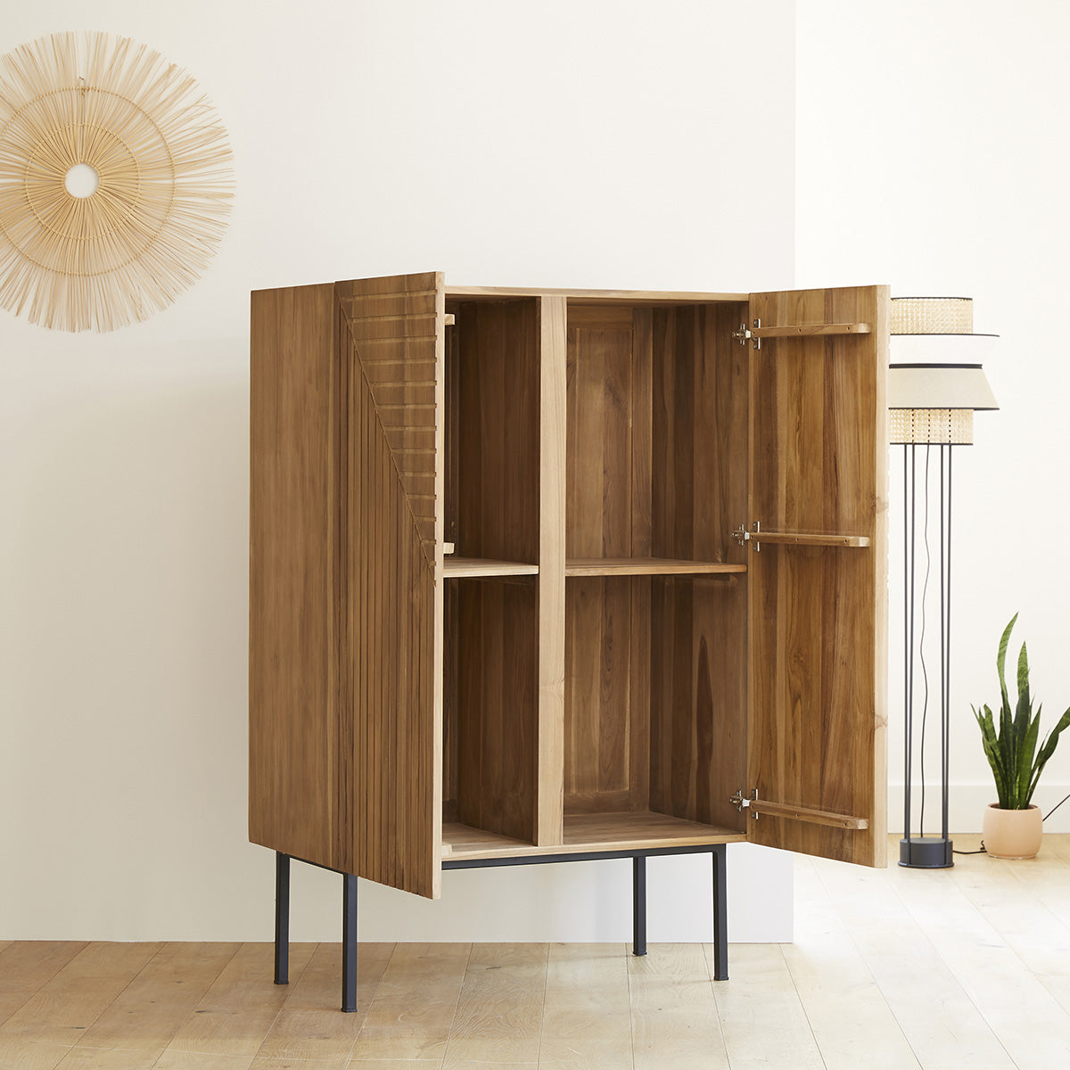 PORTLAND - Armoire en teck massif 100 cm
