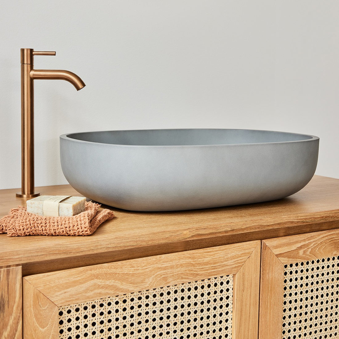 PURE - Betonbecken grau oval 50 cm