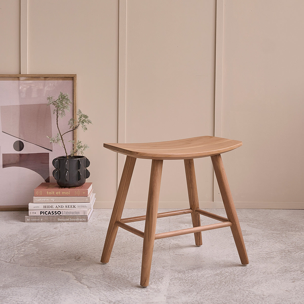 AMBRE - Set di 2 sgabelli in teak massello 45 cm
