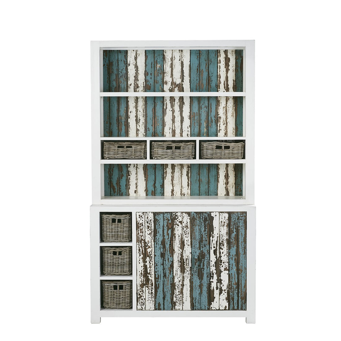 ATLANTIC - Bibliothèque haute en bois recyclé massif, H 218 cm