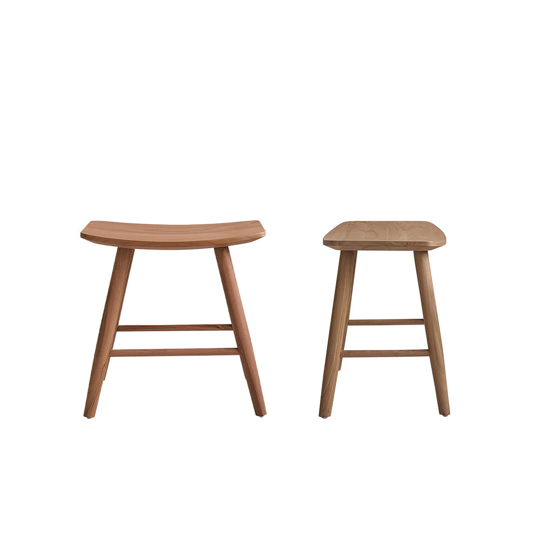 AMBRE - Lot de 2 tabourets de bar en teck massif 45 cm