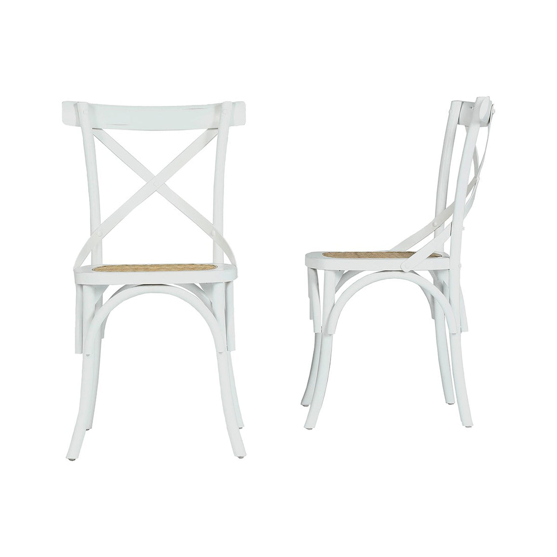 LONDRES - Lot de 2 chaises bistrot en acajou massif et rotin