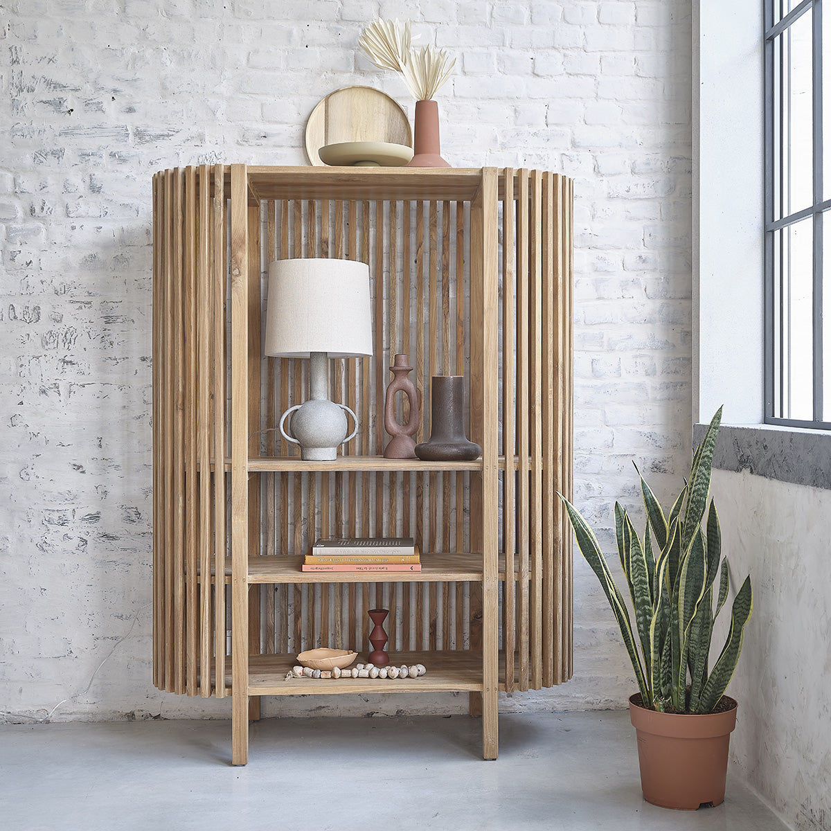 VICTORIA - Bücherregal aus massivem Teakholz, H 160 cm