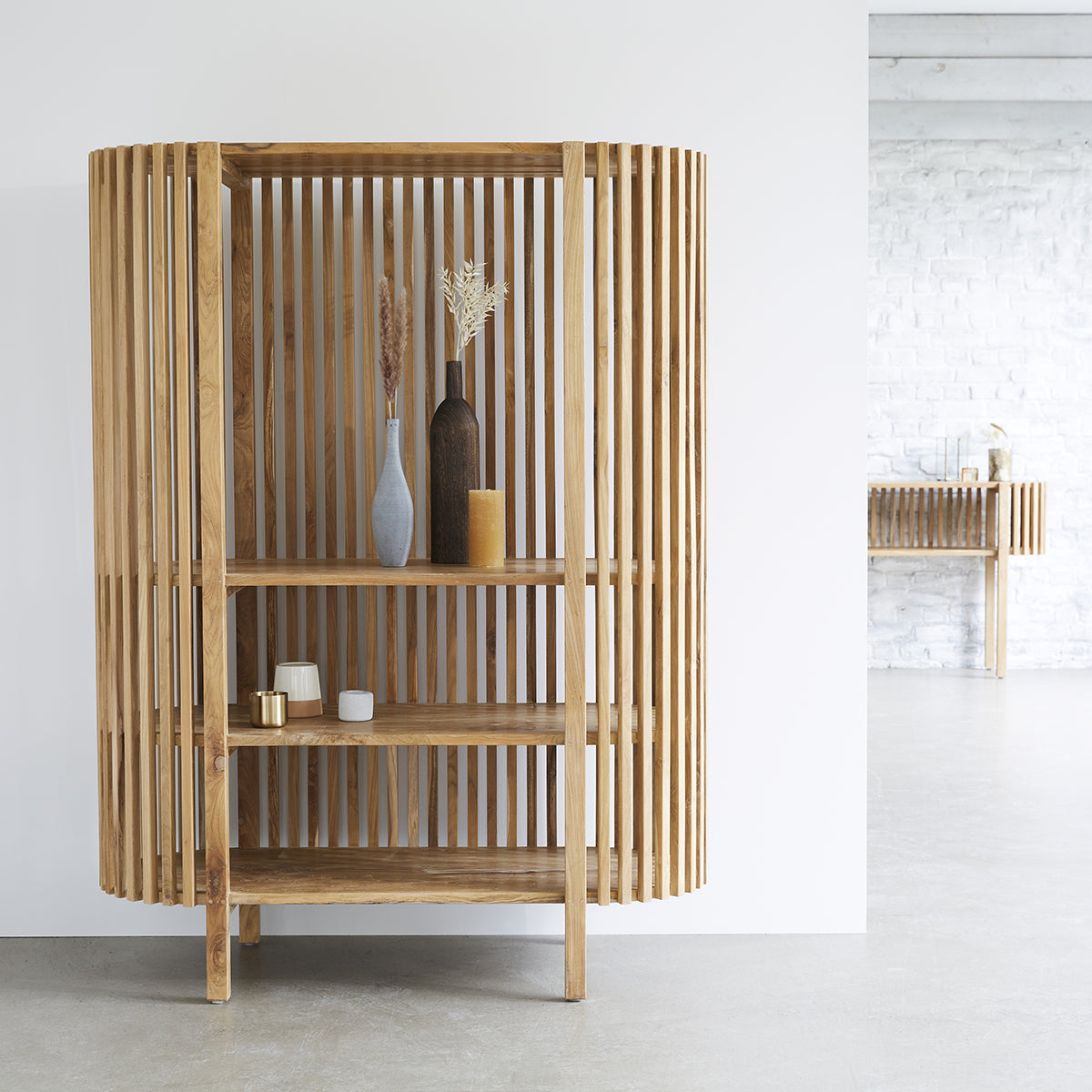 VICTORIA - Bücherregal aus massivem Teakholz, H 160 cm