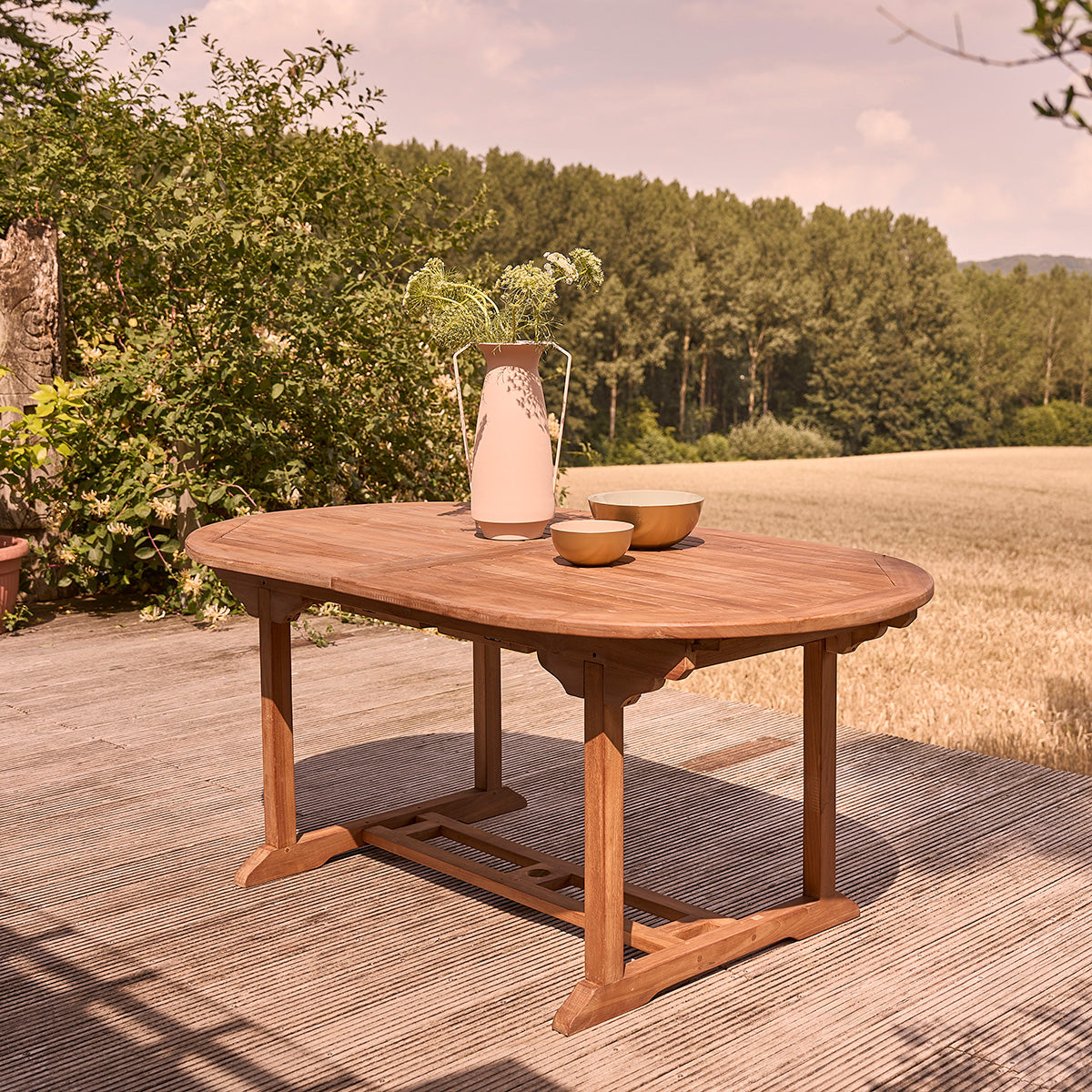 BALI - Table de jardin en teck huilé extensible ovale 8/10 pers.