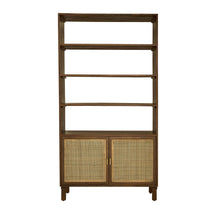 Libreria in mango e midollino finitura e noce 170 cm