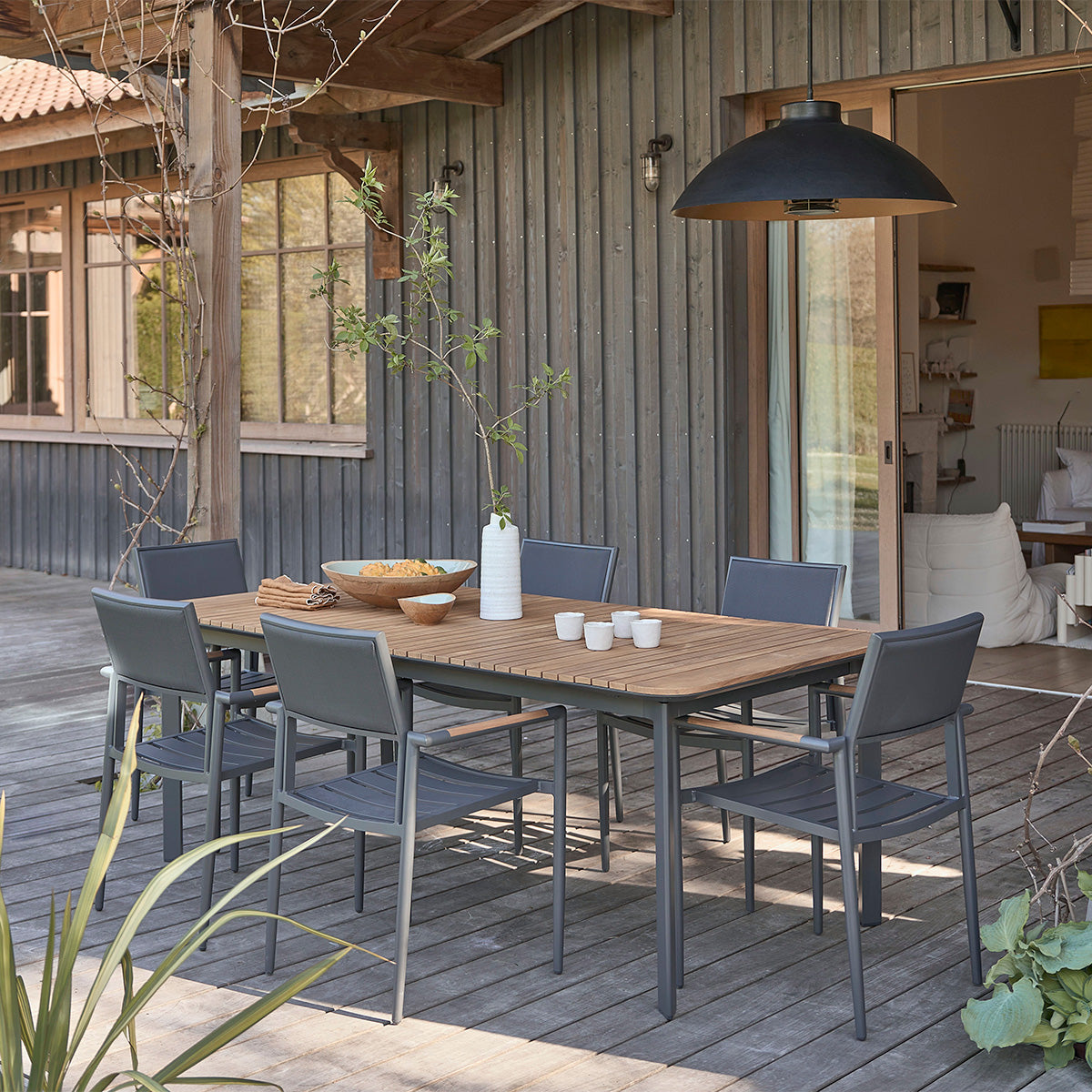 SIENA - Gartensessel aus massivem Teakholz und Aluminium