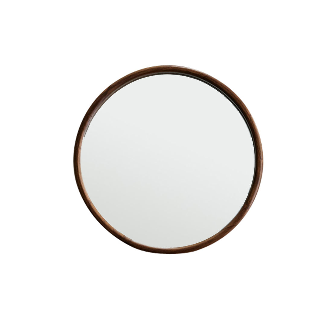 TRINIDAD - Specchio rotondo in mindi massello con finitura in noce Ø50 cm