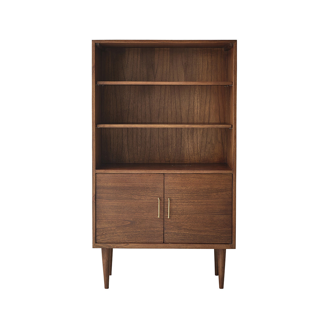 VINTAGE - Bibliothèque haute en mindi massif finition noyer, H 147 cm