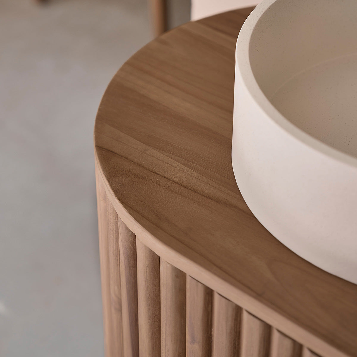 LENA - Washbecken aus Beton, beige, Ø37 cm