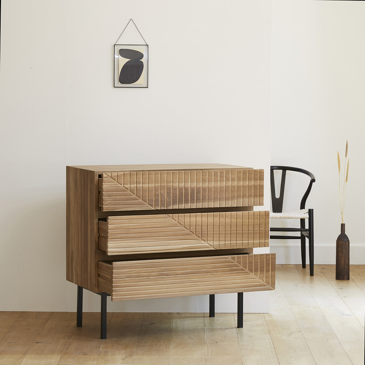 PORTLAND - Commode en teck massif 95 cm