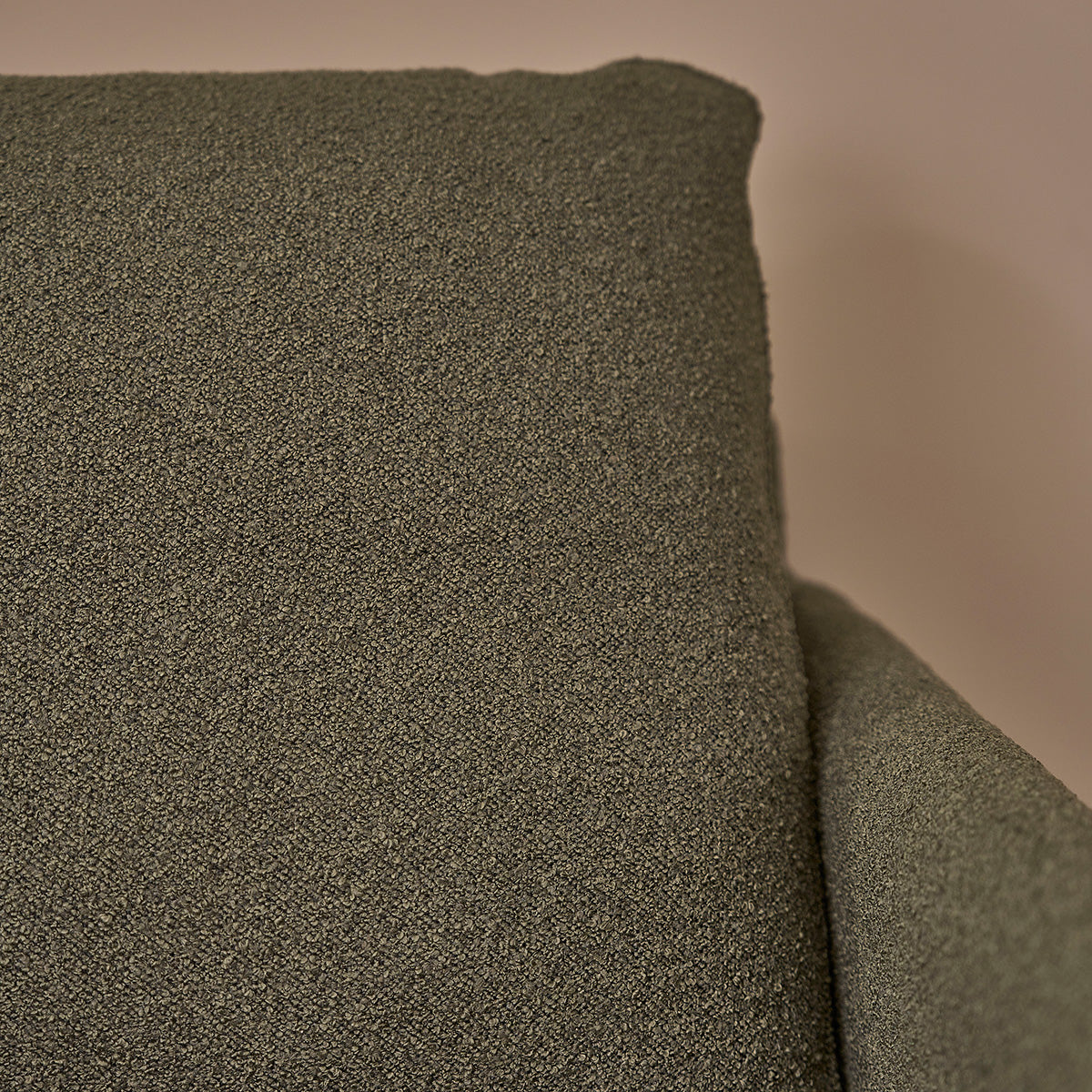 ONDINE - Divano dritto a 3 posti in legno massello e tessuto bouclé kaki