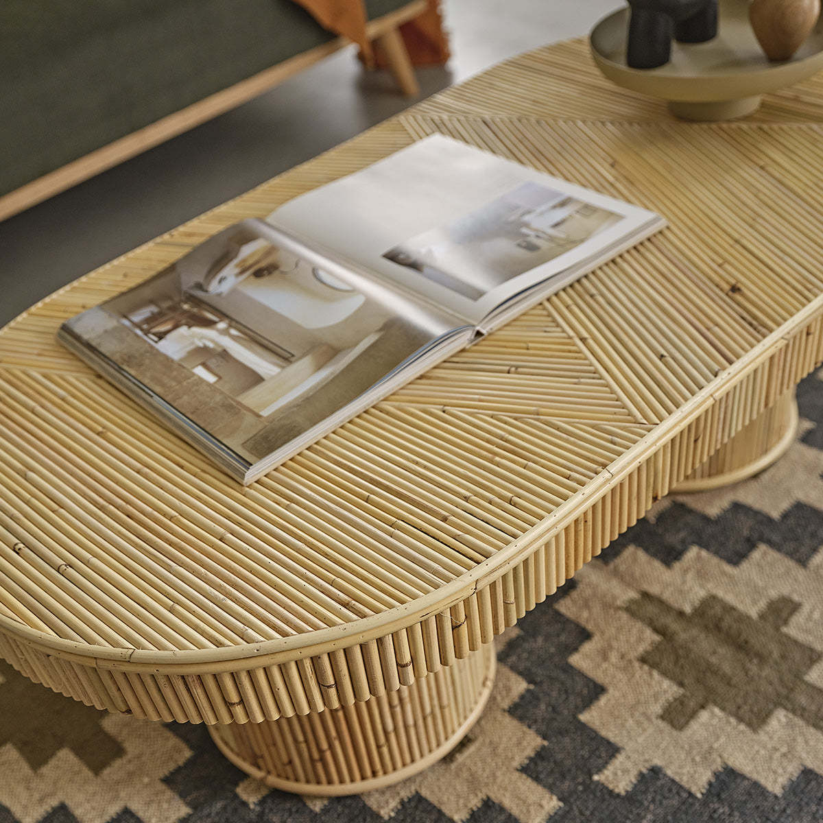 ALMA - Tavolino in cannage di rattan 120 cm