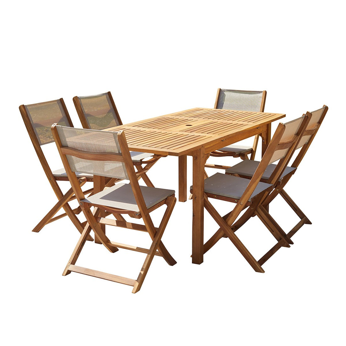 HANOÏ - Salon de jardin en acacia extensible 6/8 pers.