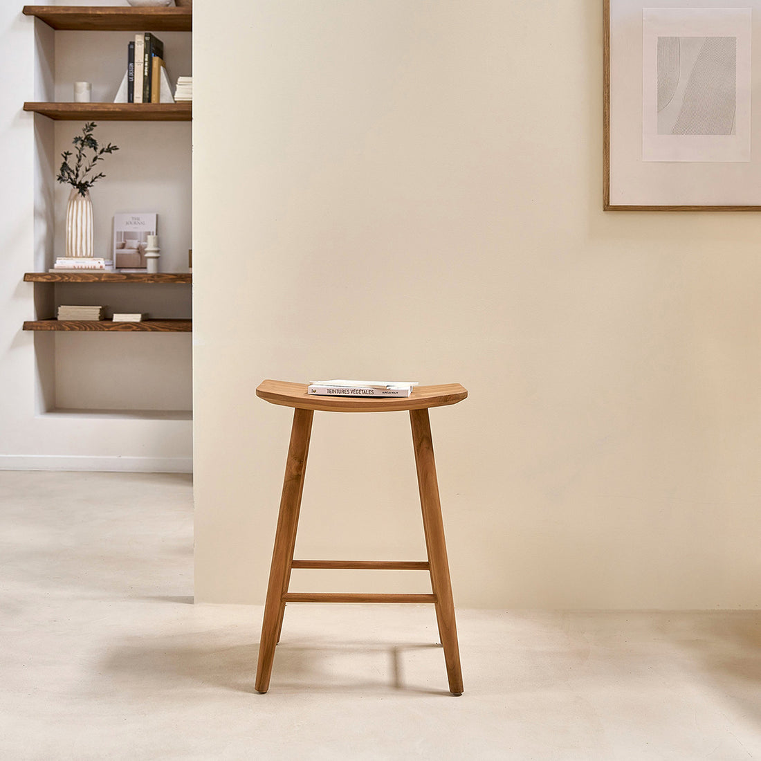 AMBRE - Tabouret de bar en teck massif 65 cm