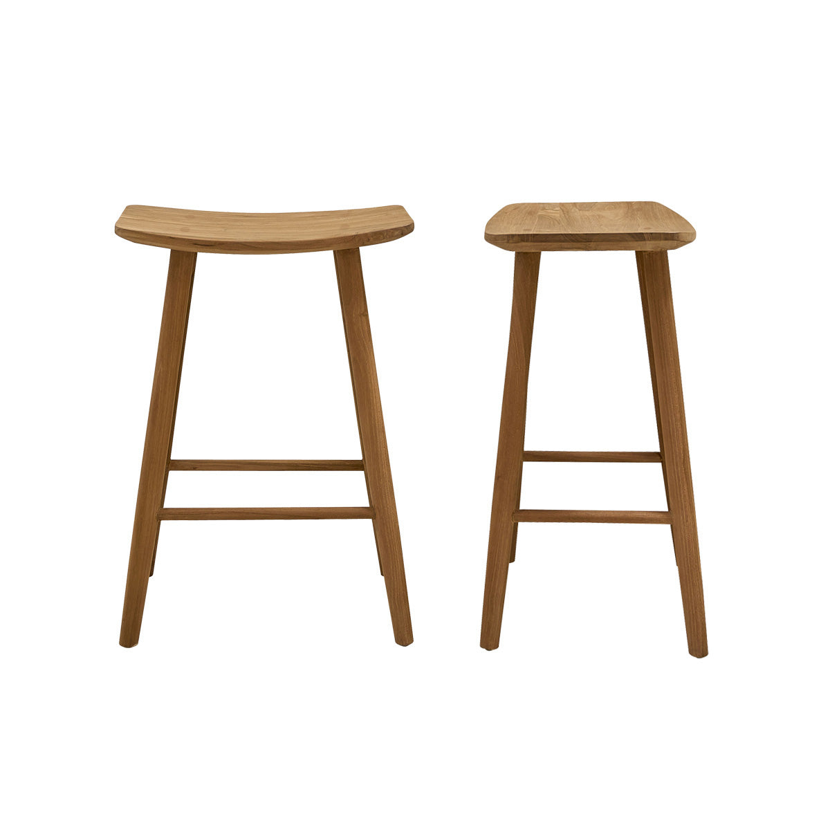 AMBRE - Set di 2 sgabelli da bar in teak massello 65 cm