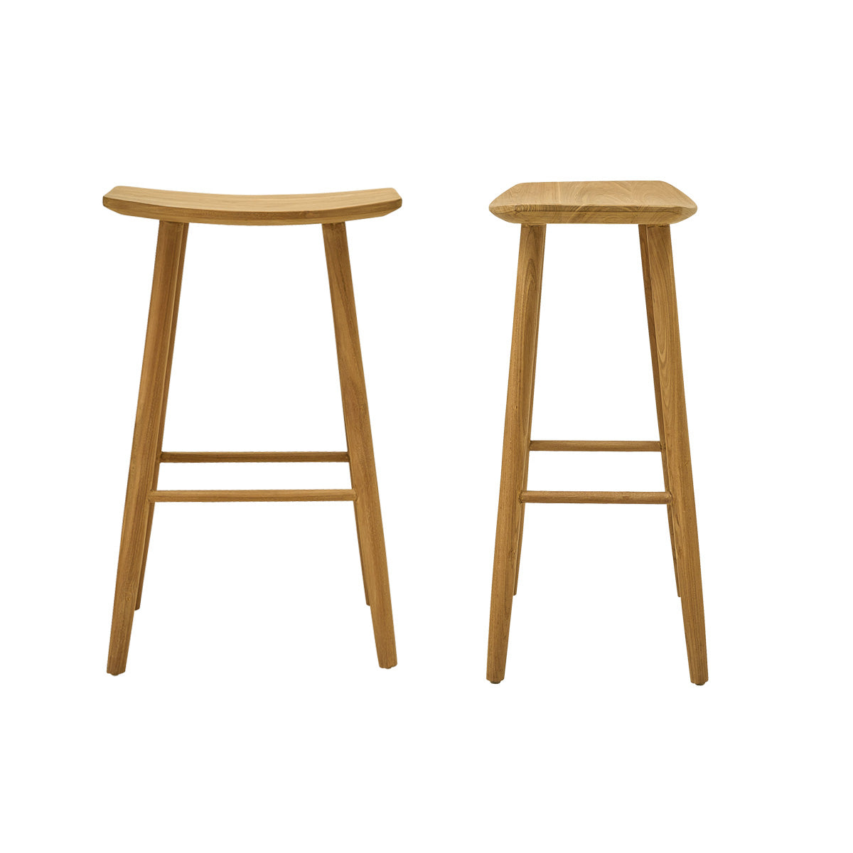 AMBRE - Set di 2 sgabelli da bar in teak massello 75 cm