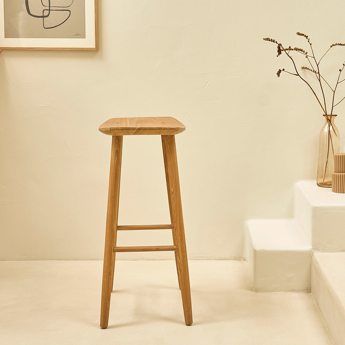 AMBRE - Set di 2 sgabelli da bar in teak massello 75 cm