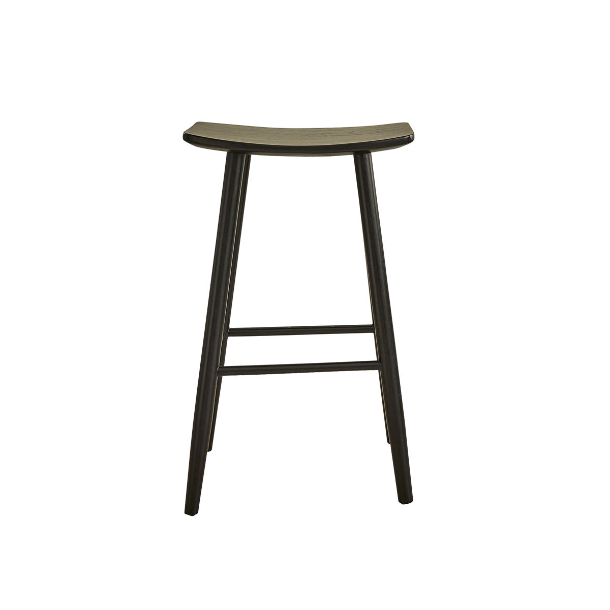 AMBRE - Tabouret de bar en teck massif noir 75 cm
